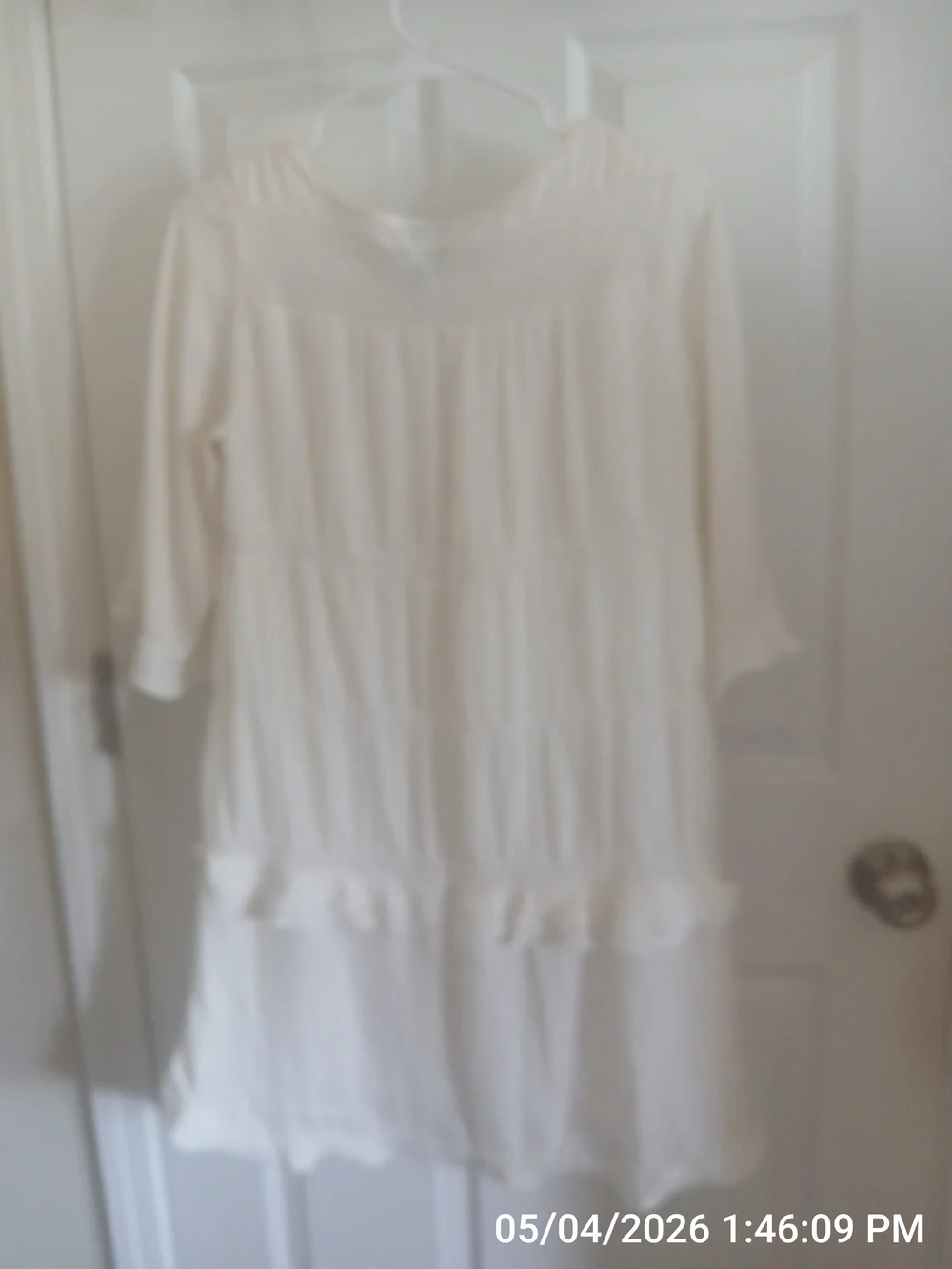 White Lace-Trim A-Line Dress - Picture 2 of 5